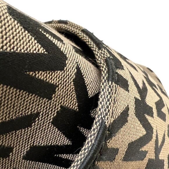 Michael Kors Jet Set Black & Tan Monogram Signature MK Tote Bag - Picture 16 of 16